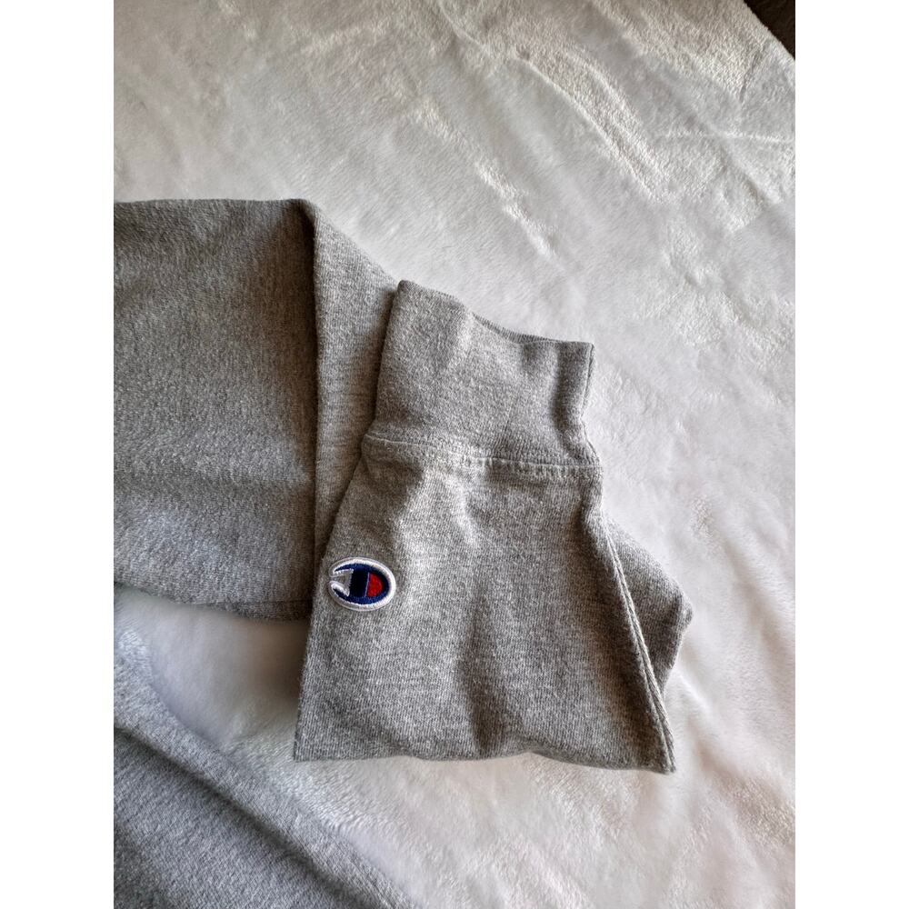 Champion Mens Size M Gray Script Logo Lightweight T-Shirt Pullover Hoodie Shirt - Picture 3 of 9